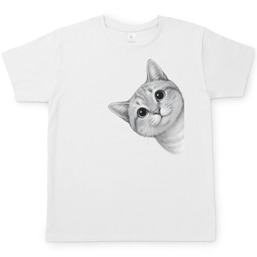 Herren T-Shirt - Sneaky Cat – Neugierige Katze schaut um die Ecke