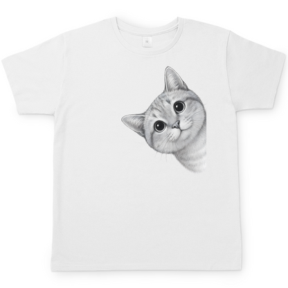 Herren T-Shirt - Sneaky Cat – Neugierige Katze schaut um die Ecke
