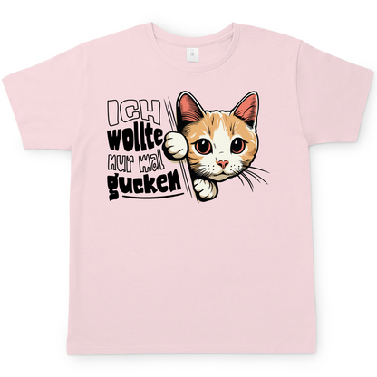 Herren T-Shirt Ich wollte nur mal gucken - Hinterhältig Katze