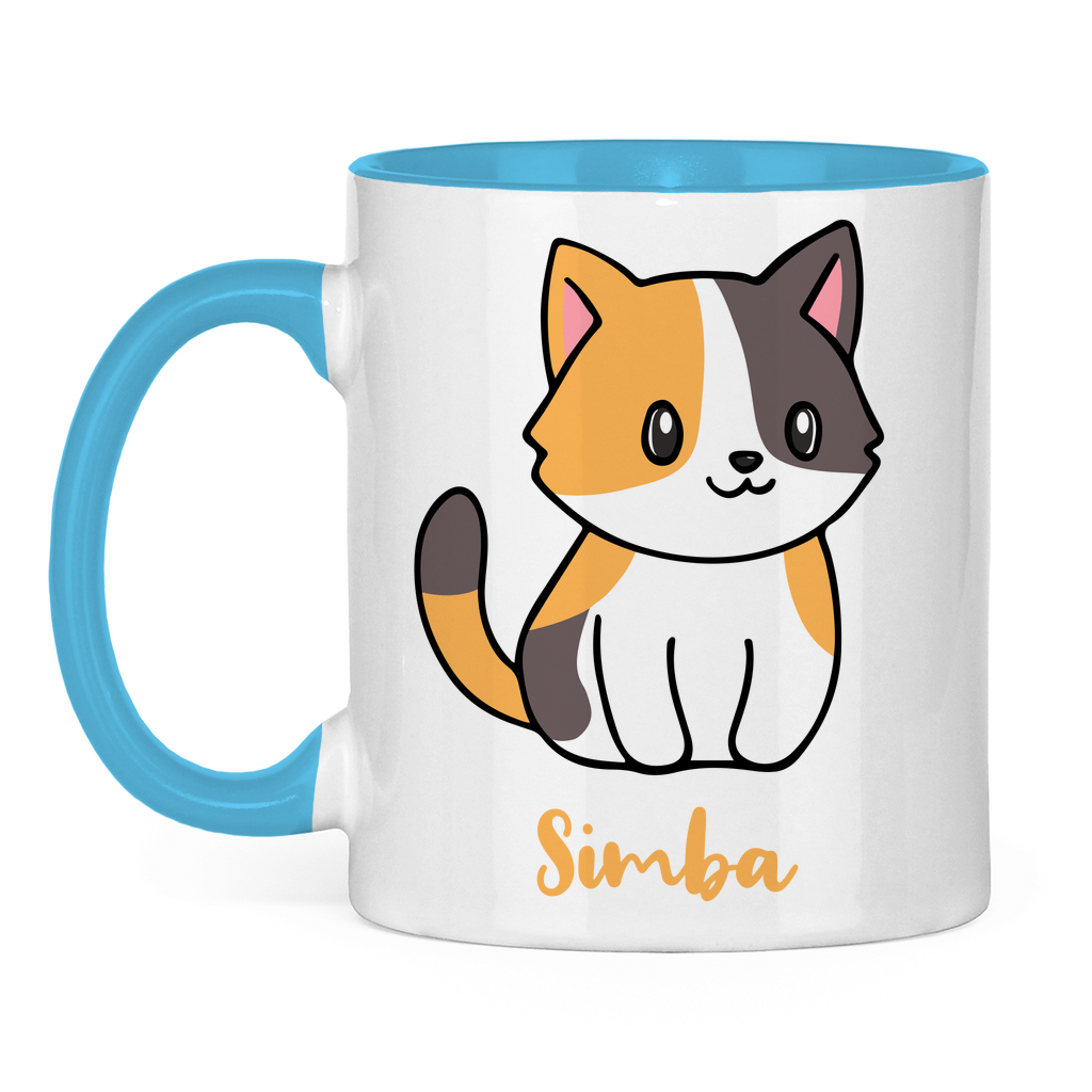 Tasse zweifarbig Personalisiert - Eine Individuelle Cartoon Katze mit Name