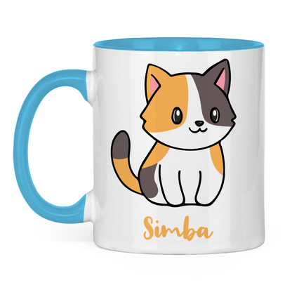 Tasse zweifarbig Personalisiert - Eine Individuelle Cartoon Katze mit Name
