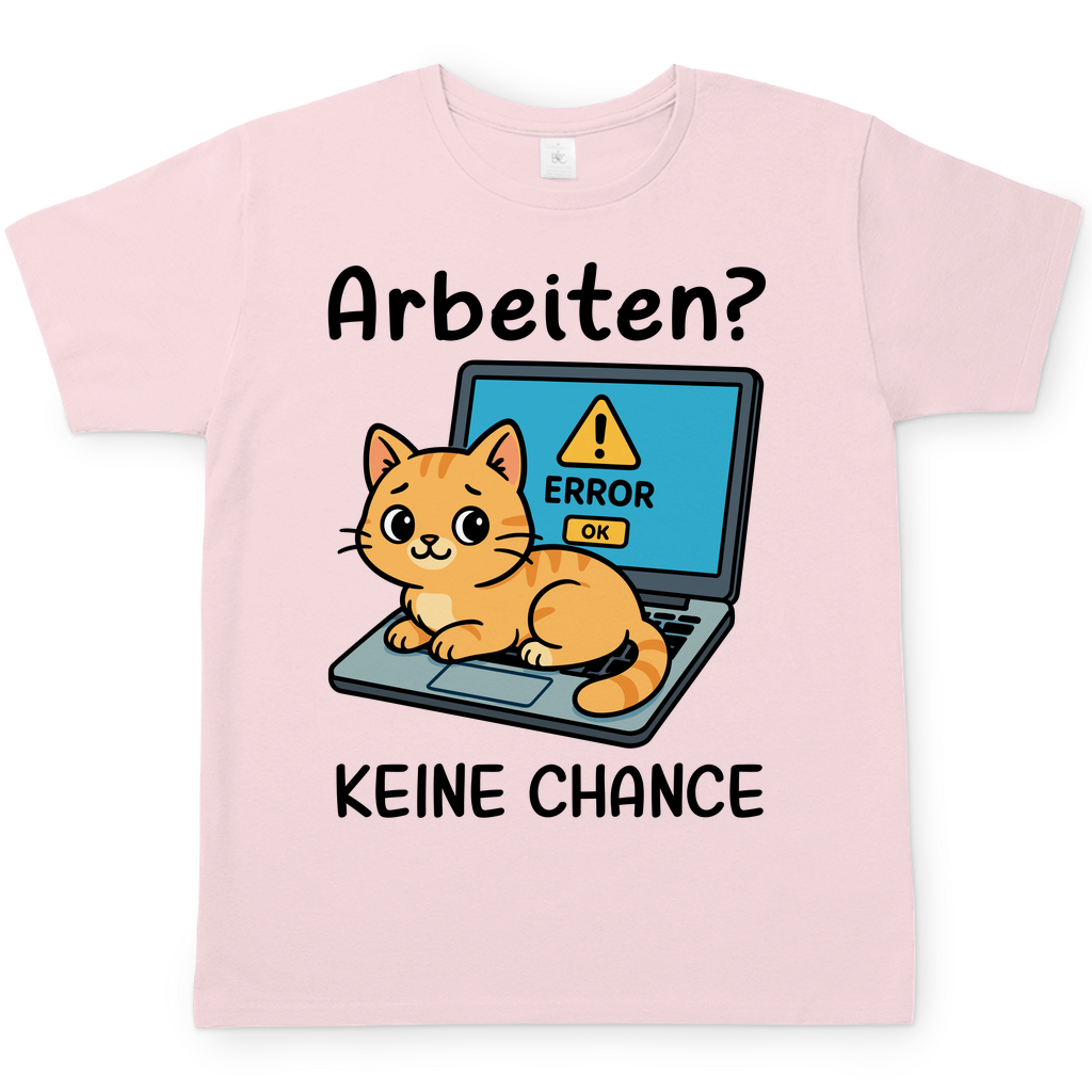 Herren T-Shirt Arbeiten? Keine Chance - Katze sitzt auf Laptop