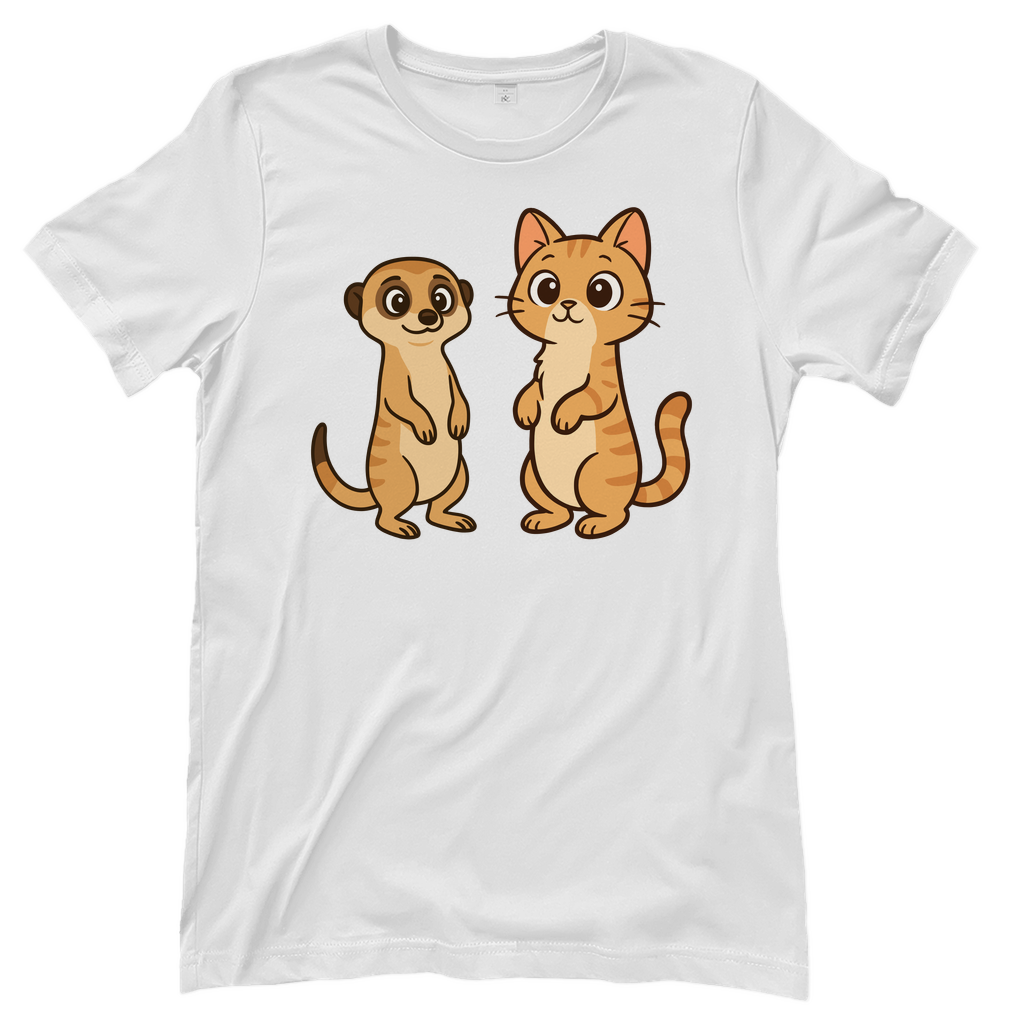 Damen T-Shirt Personalisiert - Stehende Katze mit Erdmännchen, sarkastisch