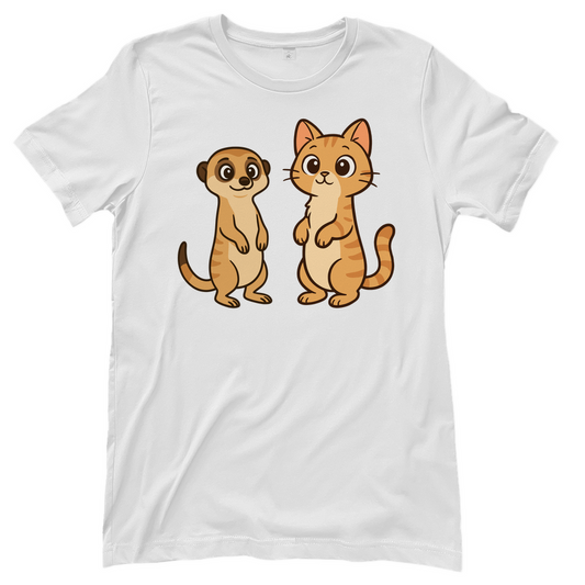 Damen T-Shirt Personalisiert - Stehende Katze mit Erdmännchen, sarkastisch