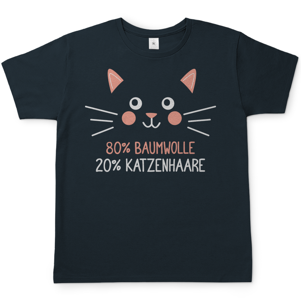 Herren T-Shirt - 80% Baumwolle 20% Katzenhaare – Witziges Katzen-Spruchmotiv