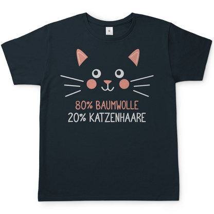Herren T-Shirt - 80% Baumwolle 20% Katzenhaare – Witziges Katzen-Spruchmotiv