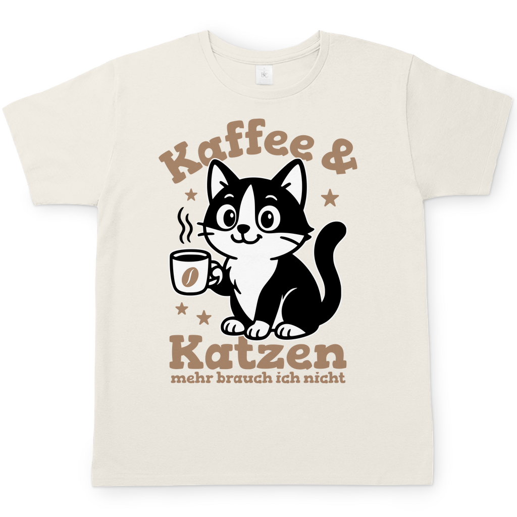 Herren T-Shirt - Kaffee & Katzen – Niedliches Motiv für Kaffeeliebhaber