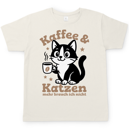 Herren T-Shirt - Kaffee & Katzen – Niedliches Motiv für Kaffeeliebhaber