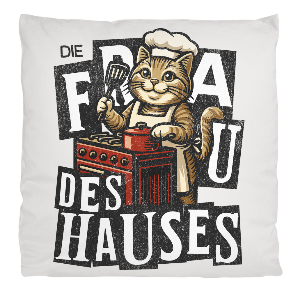Kopfkissen flauschig Die Frau des Hauses - Katze am Kochen