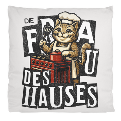 Kopfkissen flauschig Die Frau des Hauses - Katze am Kochen
