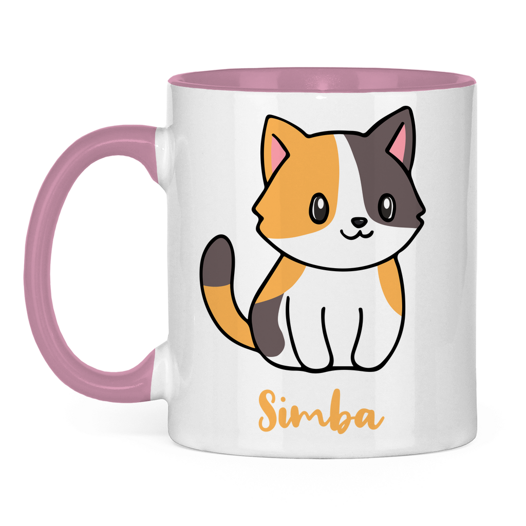 Tasse zweifarbig Personalisiert - Eine Individuelle Cartoon Katze mit Name