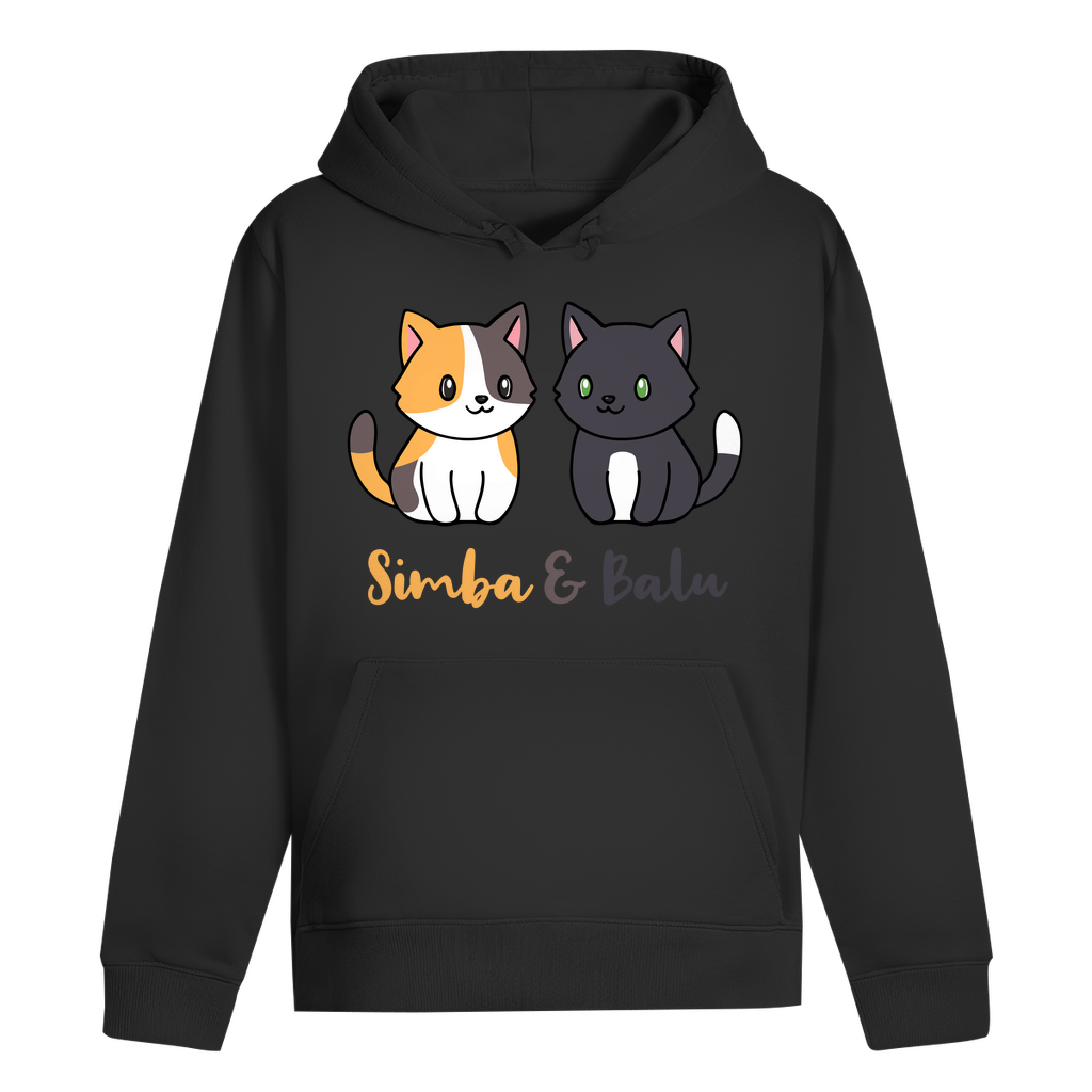 ST/ST Drummer Hoodie Personalisiert - Zwei Individuelle Cartoon Katzen mit Namen