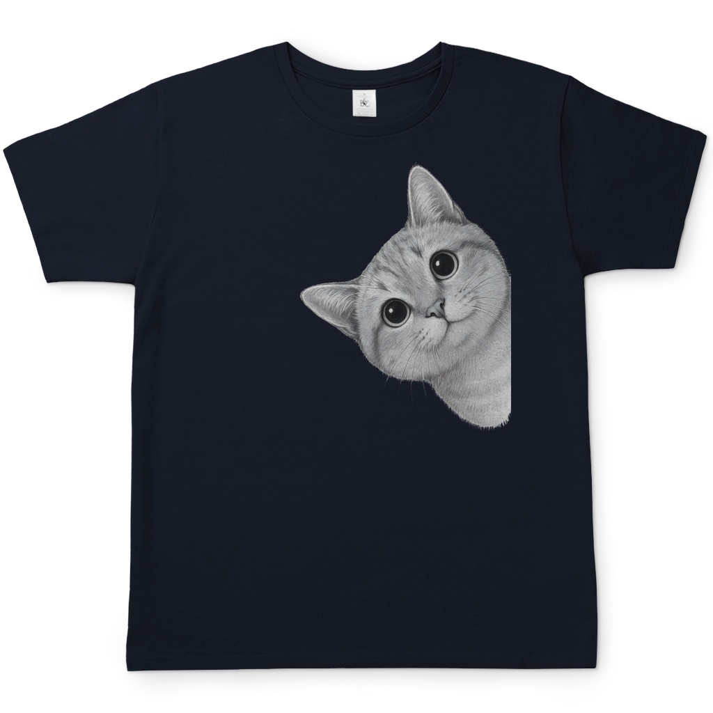 Herren T-Shirt - Sneaky Cat – Neugierige Katze schaut um die Ecke