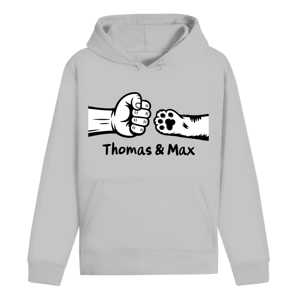 ST/ST Drummer Hoodie Personalisiert - Mann und Katze Fistpump mit Namen