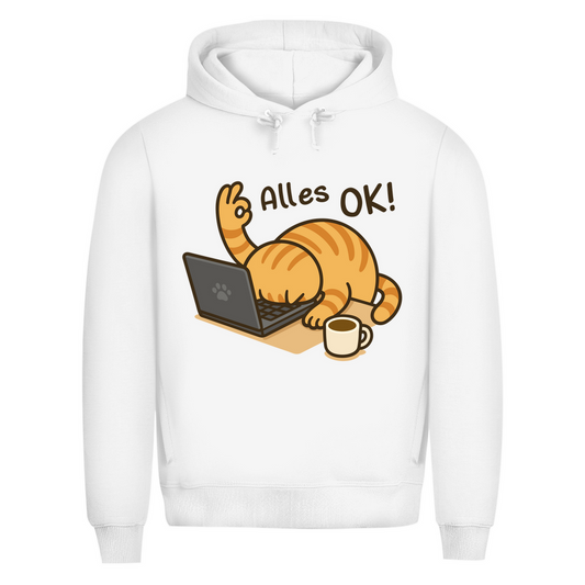 Herren Premium Bio Hoodie Dicke Katze - Alles OK!
