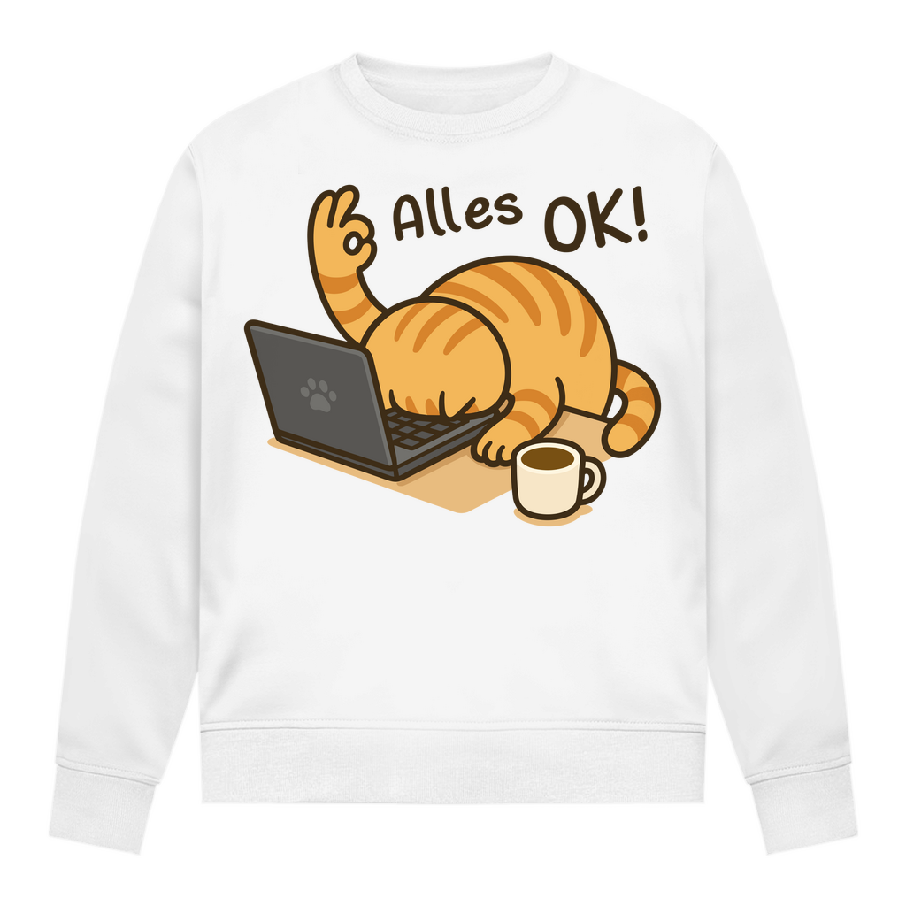 Damen Sweatshirt - Alles OK Katze – Lustiges Katzenmotiv am Laptop