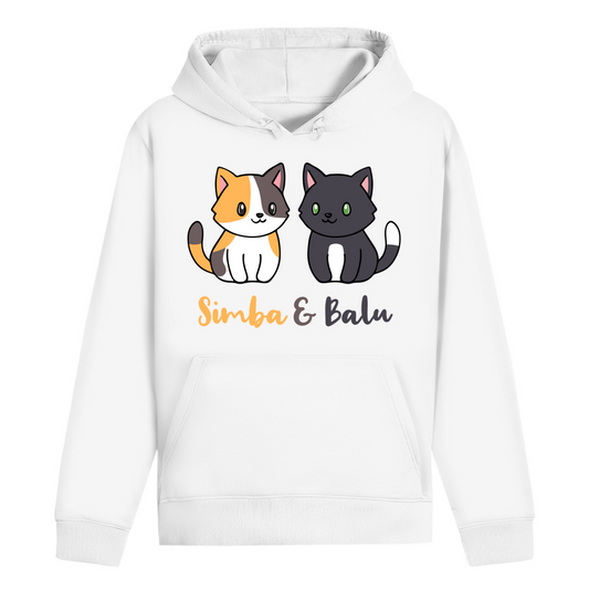 ST/ST Drummer Hoodie Personalisiert - Zwei Individuelle Cartoon Katzen mit Namen