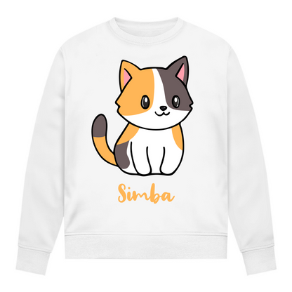Damen Sweatshirt Personalisiert - Eine Individuelle Cartoon Katze mit Name