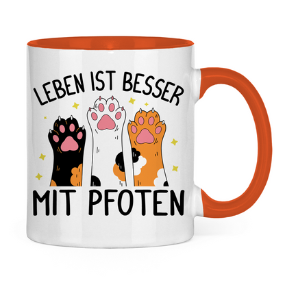 Tasse zweifarbig Leben ist besser mit Pfoten
