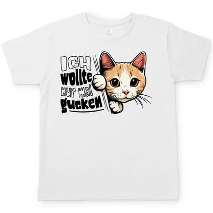 Herren T-Shirt Ich wollte nur mal gucken - Hinterhältig Katze