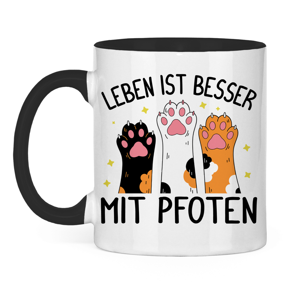 Tasse zweifarbig Leben ist besser mit Pfoten