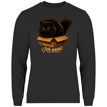 Herren Sweatshirt Ich passe. Zumindest in meiner Welt. Katze in Karton