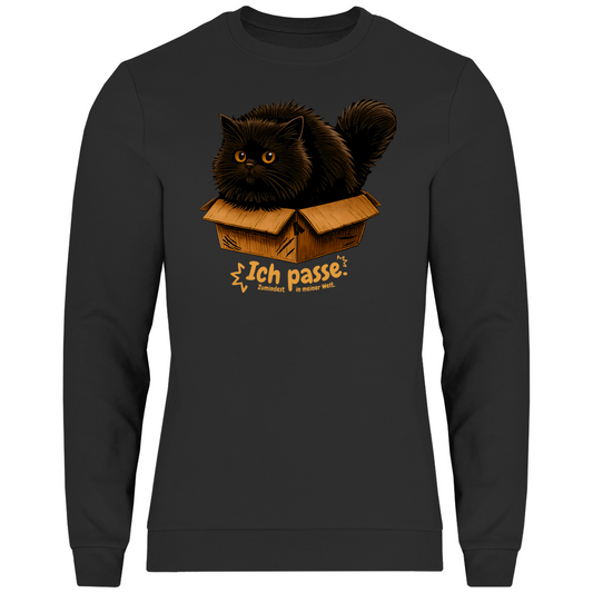 Herren Sweatshirt Ich passe. Zumindest in meiner Welt. Katze in Karton