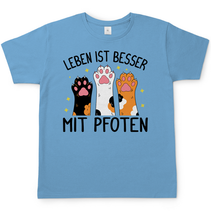 Herren T-Shirt Leben ist besser mit Pfoten