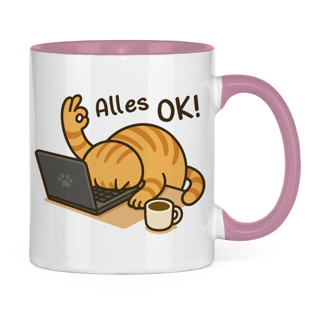 Tasse zweifarbig Dicke Katze - Alles OK!