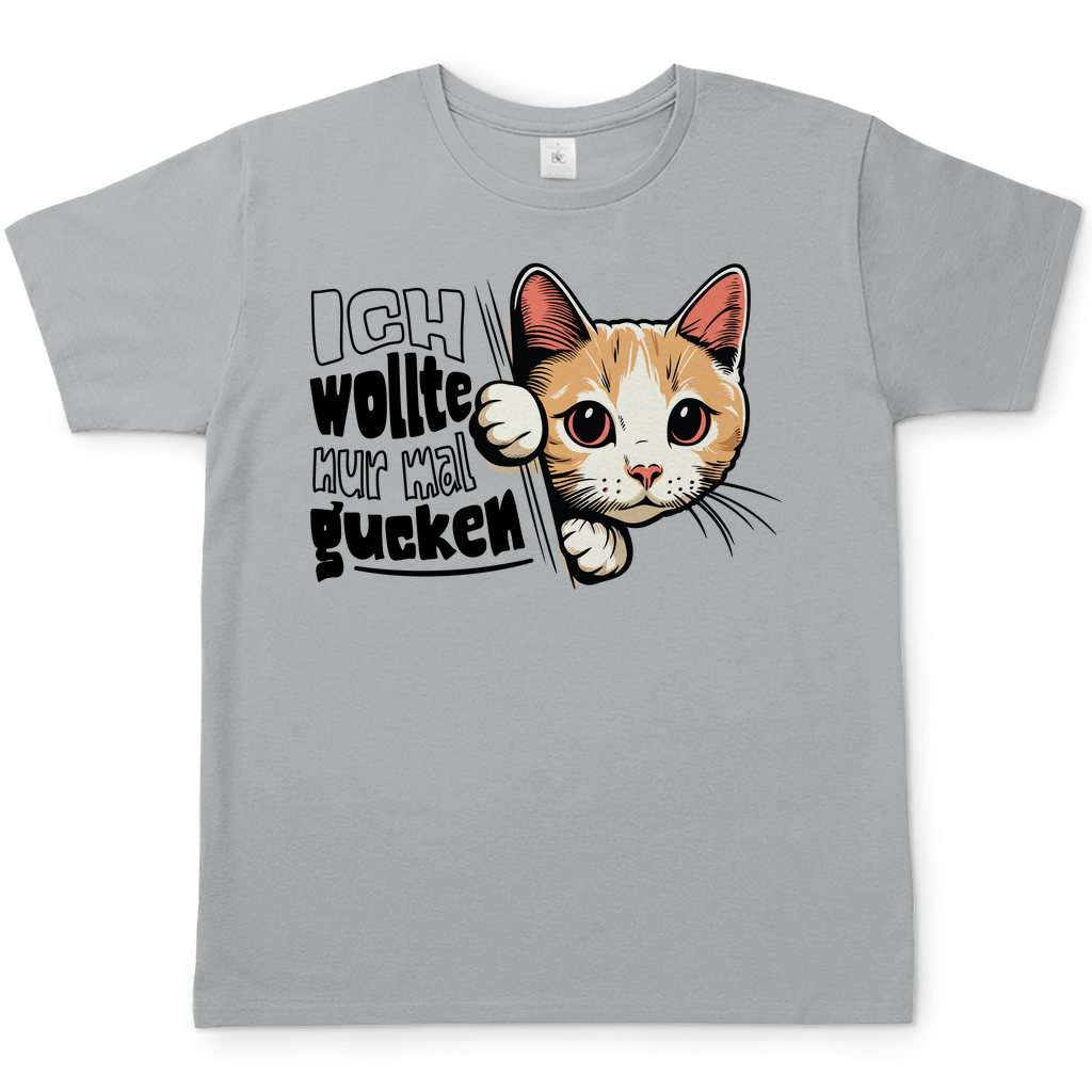 Herren T-Shirt Ich wollte nur mal gucken - Hinterhältig Katze