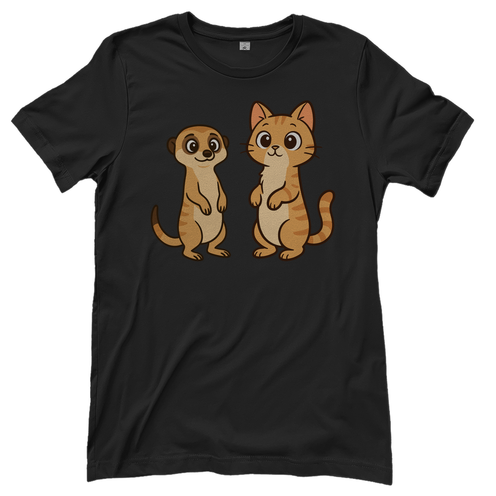 Damen T-Shirt Personalisiert - Stehende Katze mit Erdmännchen, sarkastisch