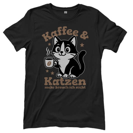 Damen T-Shirt - Kaffee & Katzen – Niedliches Motiv für Kaffeeliebhaber