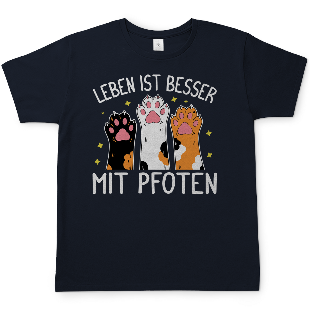 Herren T-Shirt Leben ist besser mit Pfoten