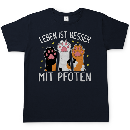 Herren T-Shirt Leben ist besser mit Pfoten