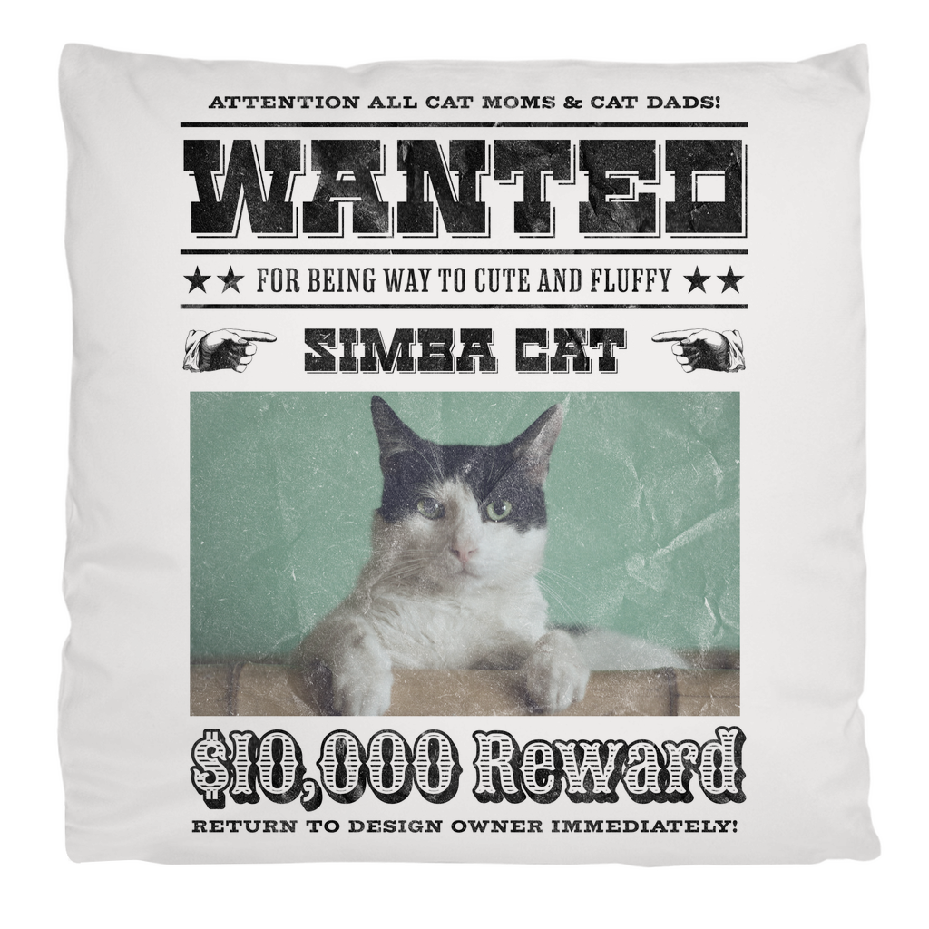 Kopfkissen flauschig Personalisiert - Wanted Cat - Western Katzen Fahndungsfoto