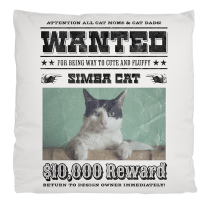 Kopfkissen flauschig Personalisiert - Wanted Cat - Western Katzen Fahndungsfoto