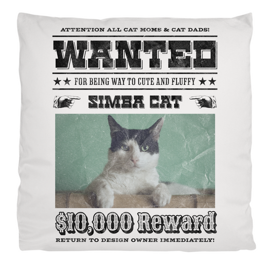 Kopfkissen flauschig Personalisiert - Wanted Cat - Western Katzen Fahndungsfoto