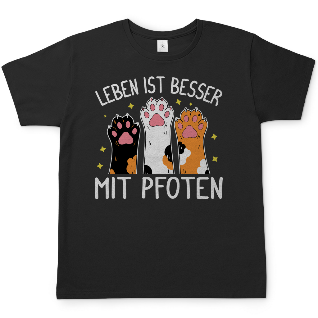 Herren T-Shirt Leben ist besser mit Pfoten