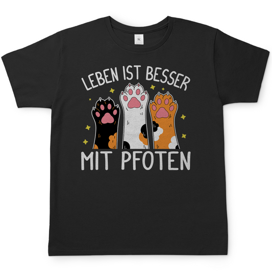 Herren T-Shirt Leben ist besser mit Pfoten