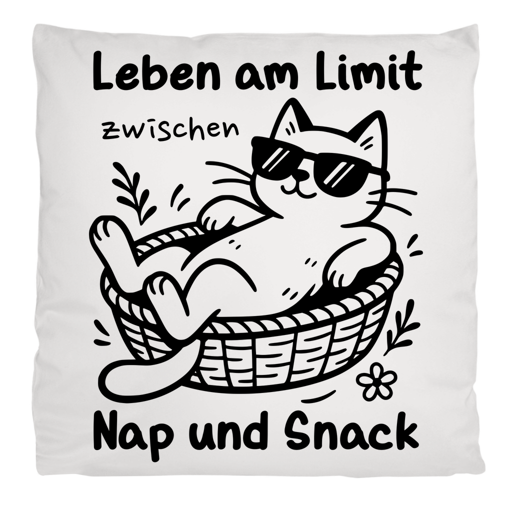 Kopfkissen flauschig Leben am Limit zwischen Nap und Snack
