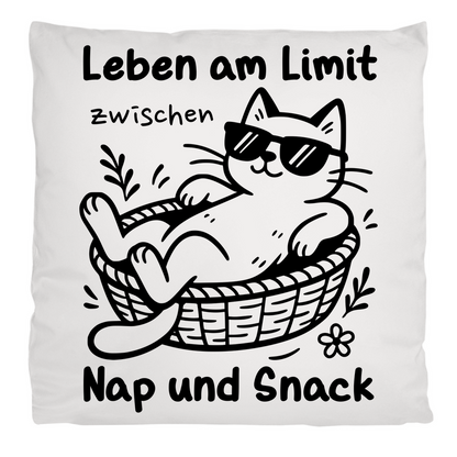 Kopfkissen flauschig Leben am Limit zwischen Nap und Snack