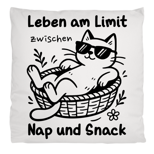Kopfkissen flauschig Leben am Limit zwischen Nap und Snack