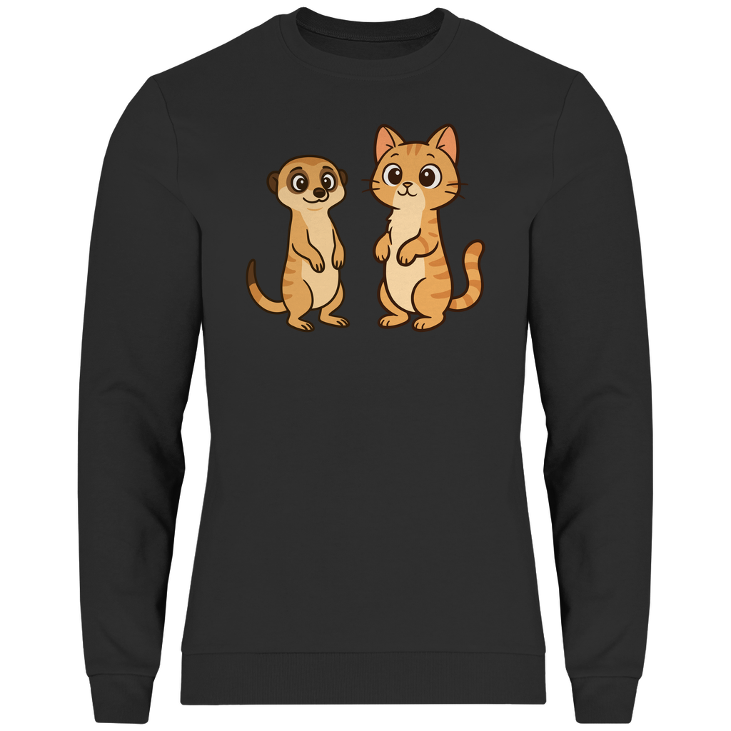 Herren Sweatshirt Personalisiert - Stehende Katze mit Erdmännchen, sarkastisch