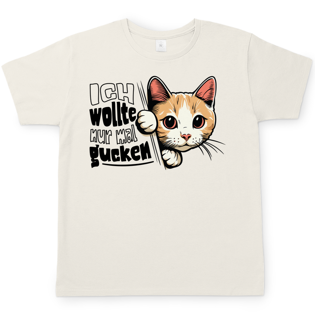 Herren T-Shirt Ich wollte nur mal gucken - Hinterhältig Katze
