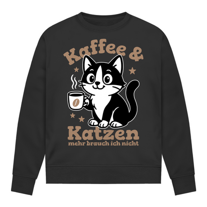 Damen Sweatshirt - Kaffee & Katzen – Niedliches Motiv für Kaffeeliebhaber