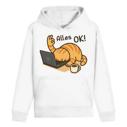 ST/ST Drummer Hoodie - Alles OK Katze – Lustiges Katzenmotiv am Laptop