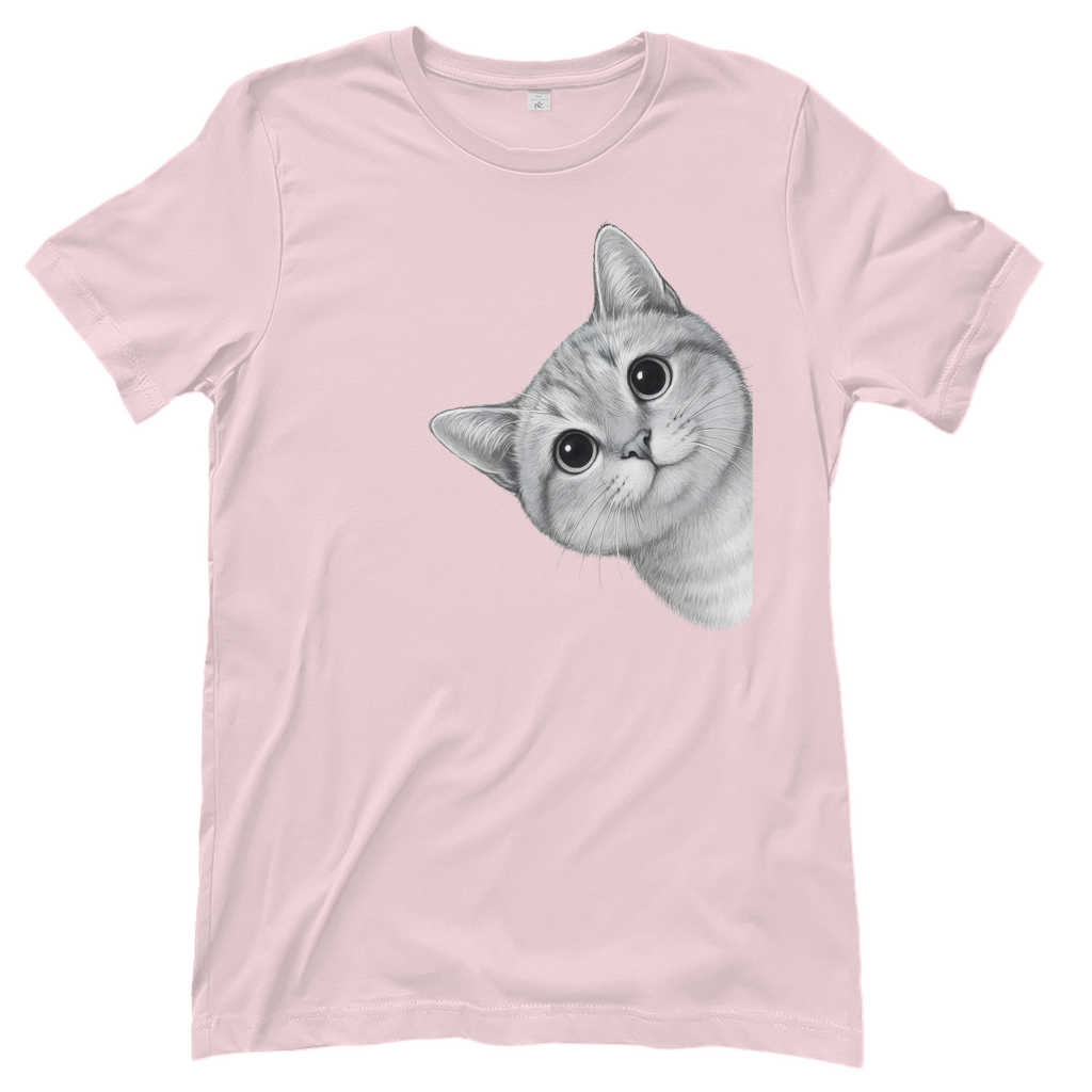 Damen T-Shirt - Sneaky Cat – Neugierige Katze schaut um die Ecke