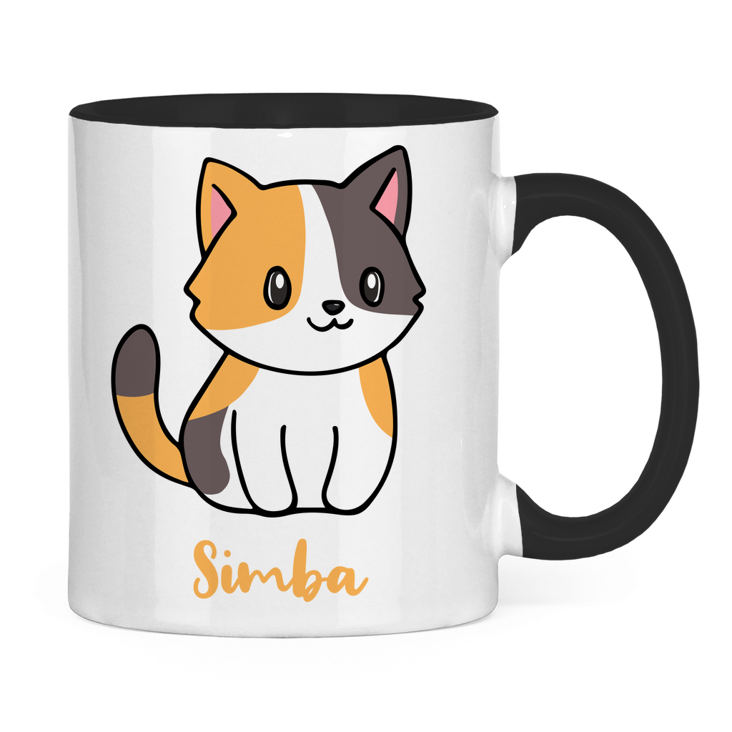 Tasse zweifarbig Personalisiert - Eine Individuelle Cartoon Katze mit Name