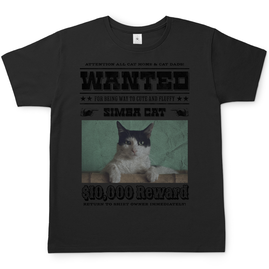 Herren T-Shirt Personalisiert - Western Wanted Individuelles Katzen Design