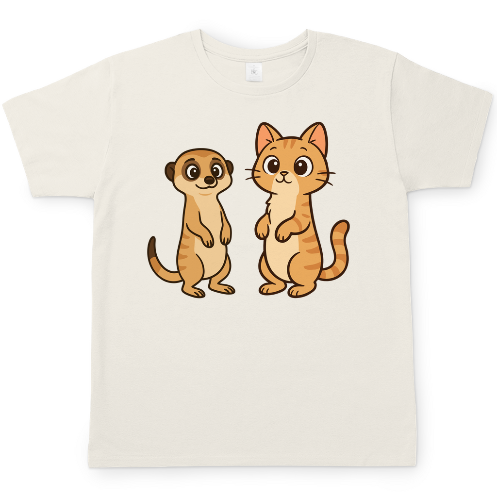 Herren T-Shirt Personalisiert - Stehende Katze mit Erdmännchen, sarkastisch